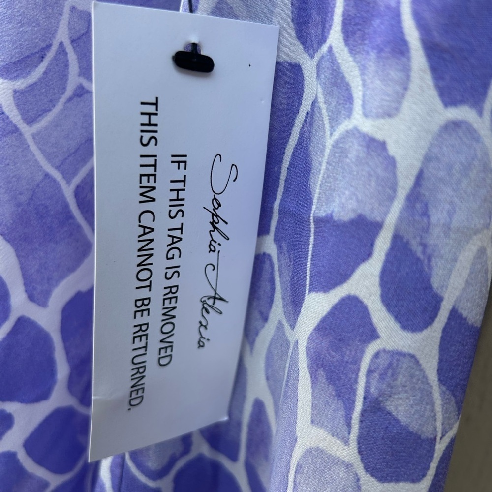 NWT Sophia Alexia Silk Mini Ibiza Dress Lilac Pebbles One Size Beach Resortwear - Picture 7 of 13